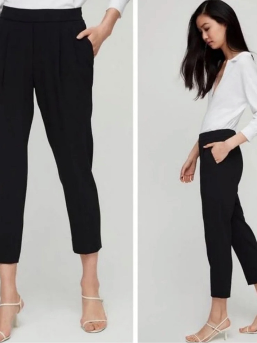 Babaton Aritzia Cohen Black Cropped Tapered Pants Size 2 - Picture 3 of 7